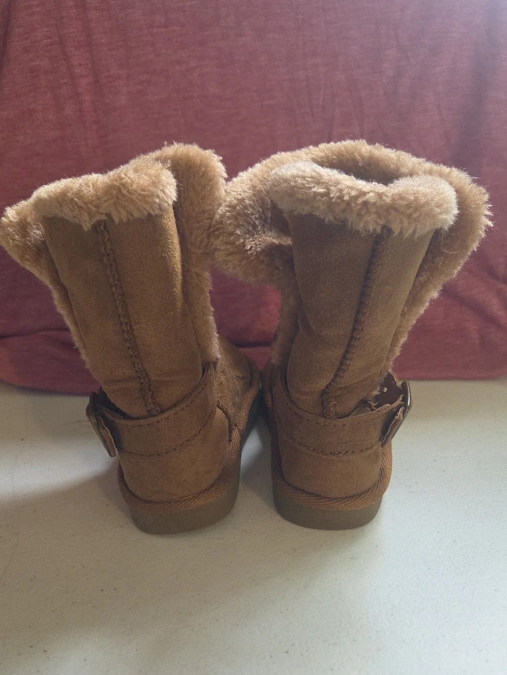 Kids Brown Faux-Suede Winter Boots with Plush Lining